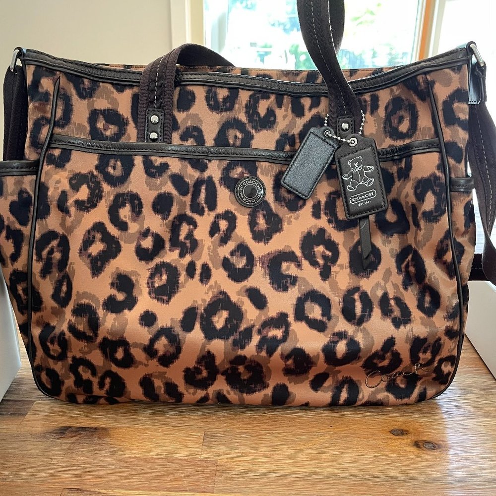 Coach Ocelot Purse Leopard Weekend Tote Diaper Bag Multifunction 21306 Disc.